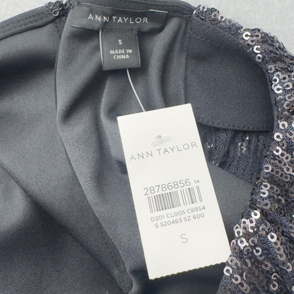 NWT Ann Taylor Black Top with Sequin Sleeves Womens Size S Party Blouse - Picture 6 of 8